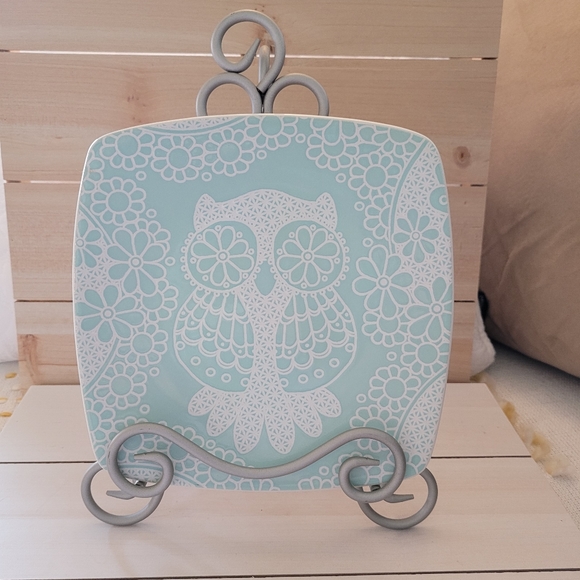 ROSCHER Seafoam Green LACE OWL 🦉 Collection Plate - Picture 1 of 7